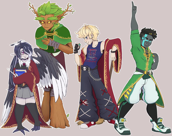 Litcrose Academy Lineup a character lineup from a RPG game.